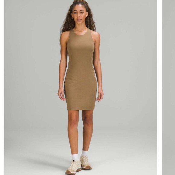 Lululemon Slim-Fit Above-Knee Dress Artifact Tan Size 6 - Picture 1 of 8